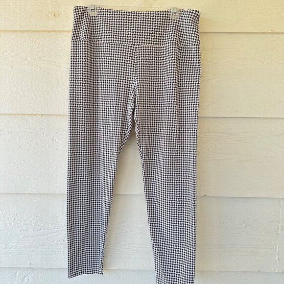 Intro Love the Fit SZ PXL Leggings Houndstooth Black Ivory Stretch Tummy Control - Picture 1 of 11